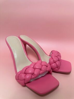 Braided Pink Slide Heels for Women